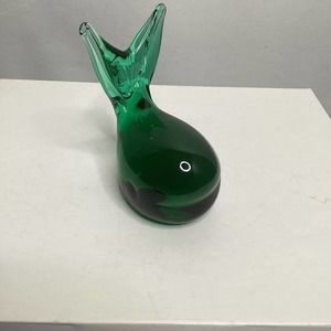 Green Glass Whale Figurine